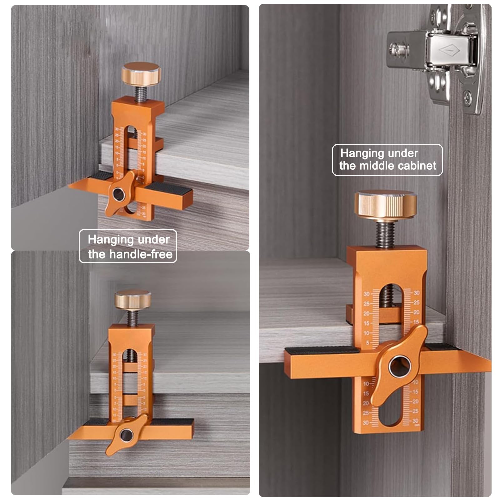 Cabinet Door Installation Jig, 2-in-1 Mounting Tool with Adjustable Positione…