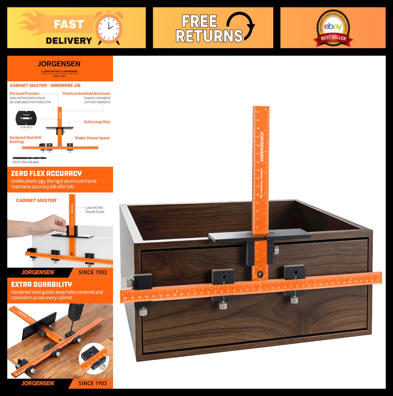Cabinet Hardware Jig Tool – Aluminum Alloy Template for Door Drawer Knobs & Pull