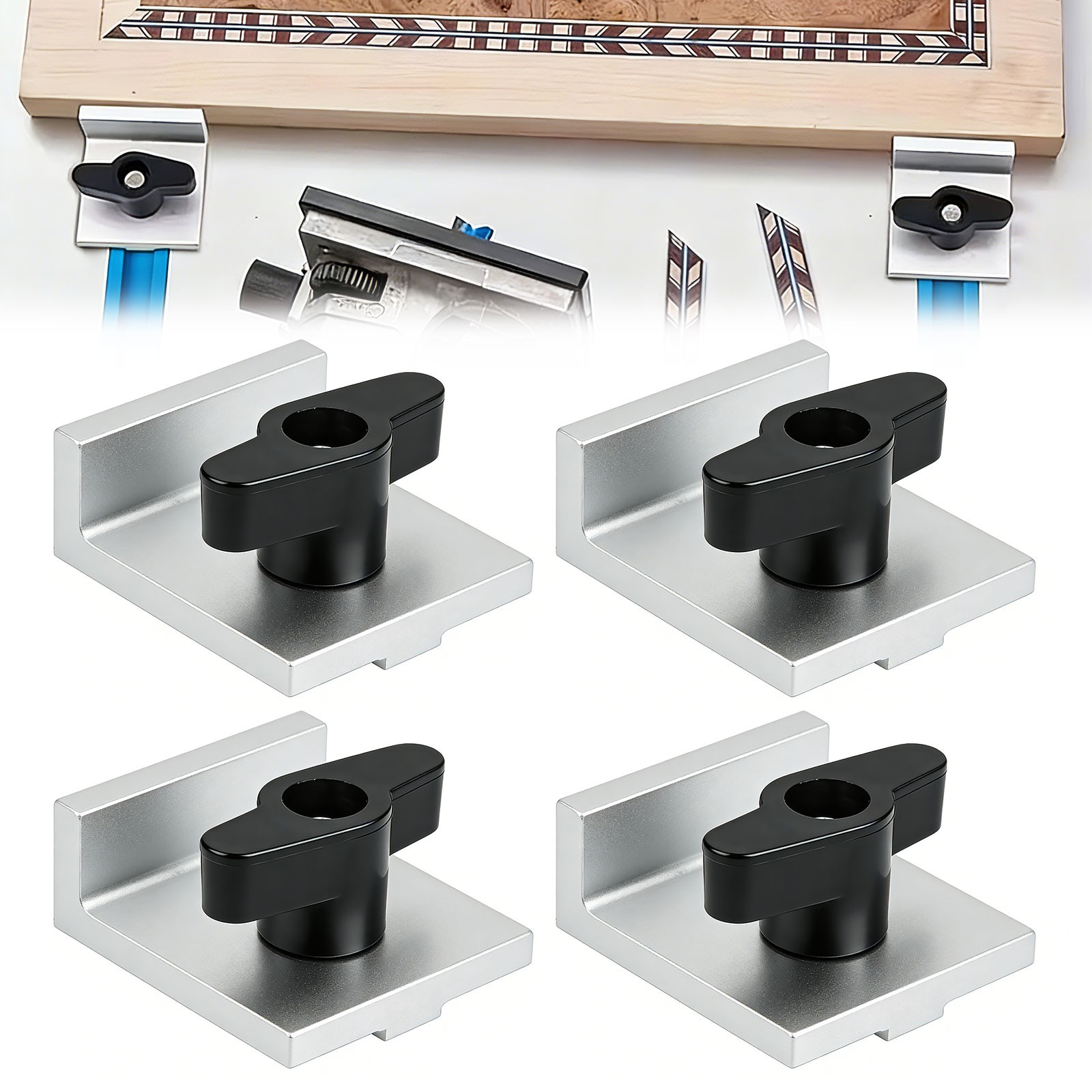 4x Bi-Directional Short Stop T-Track Stop Block for Woodworking Sanding Routing