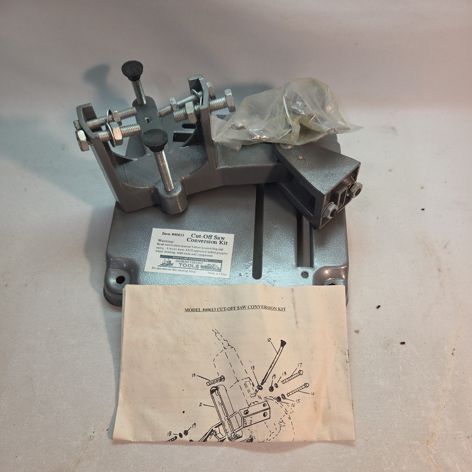Harbor Freight Tools Cut Off Saw Conversion Kit Jig Gray Metal Cutting