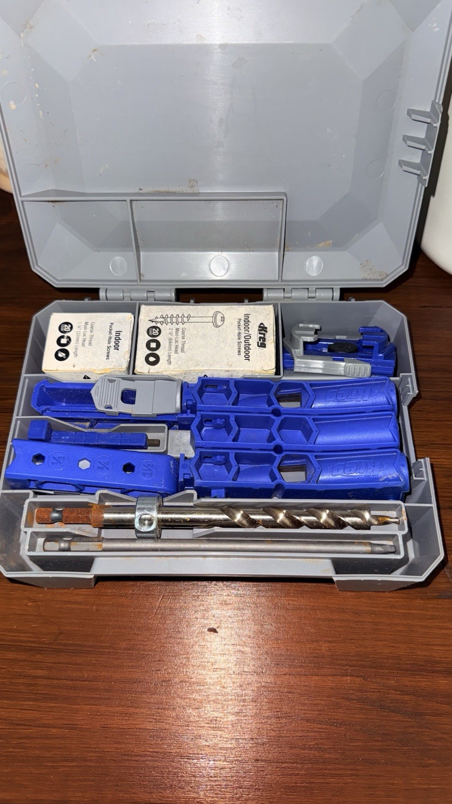 Kreg Jig Pocket Hole Jig Kit w/ Carry Case, Drill Bit & Screws, Blue/Gray