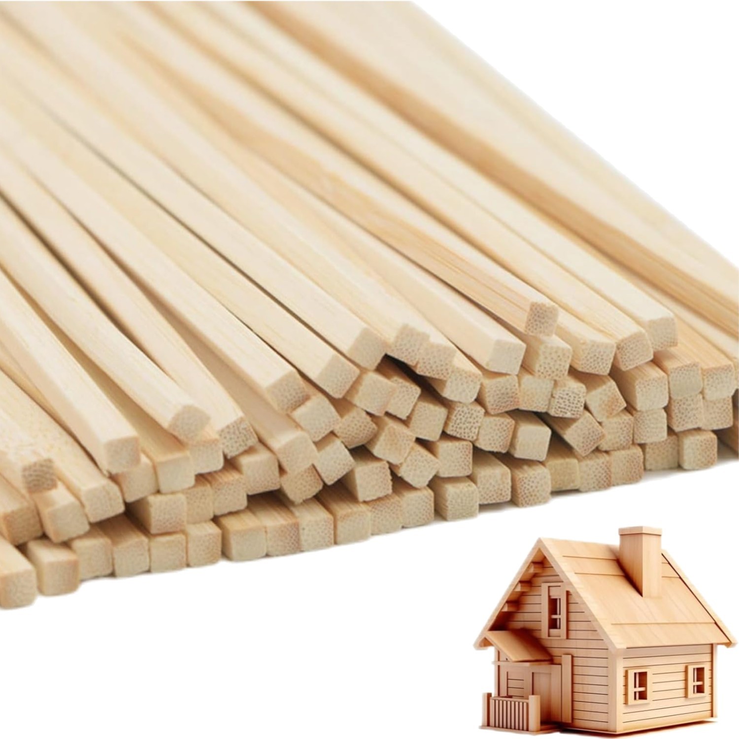 1/4 x 12 Inch Square Dowel Rods 50 PCS Wooden Sticks Unfinished Bamboo