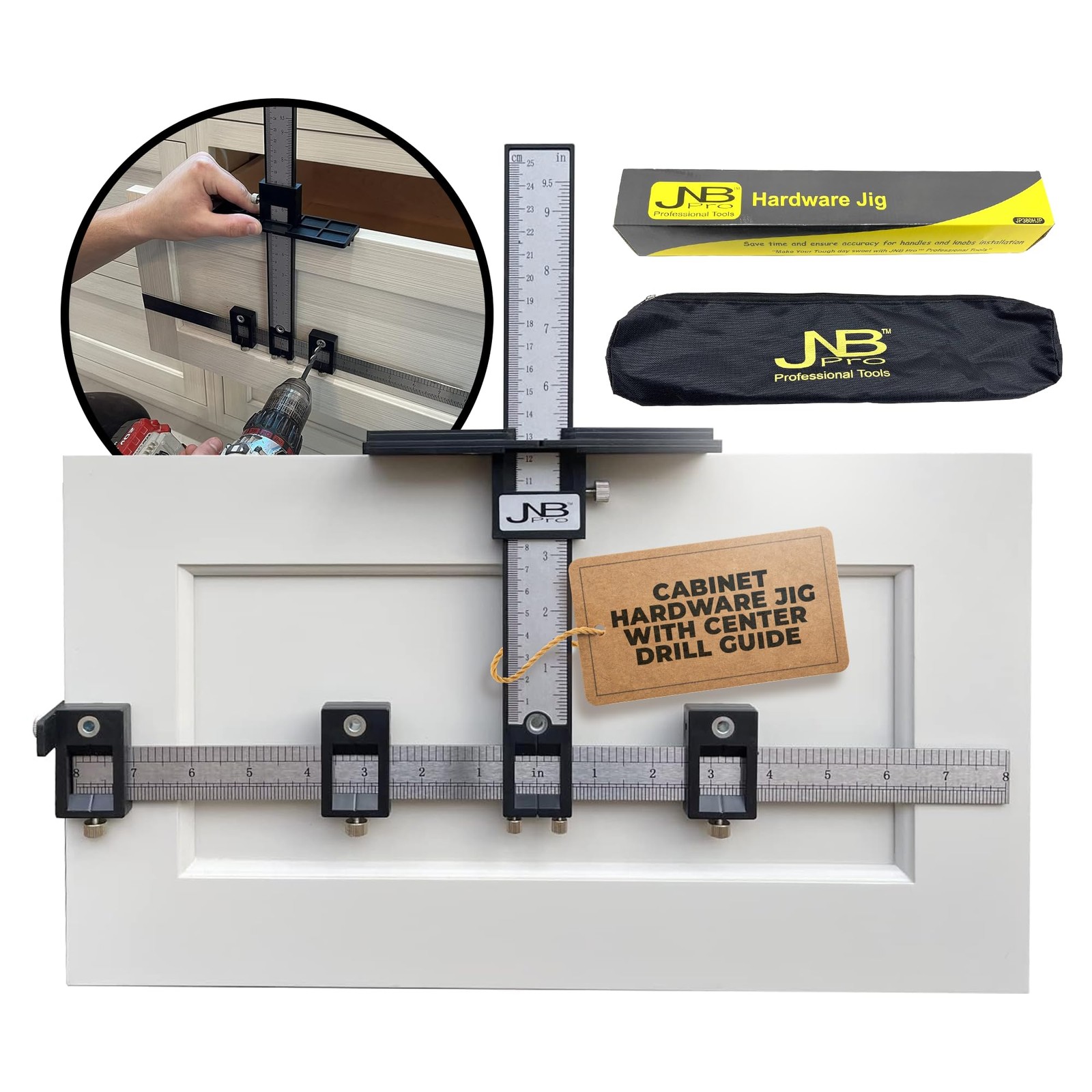 Cabinet Hardware Jig with Center Drill Guide Hole Drilling for Drawer Handles