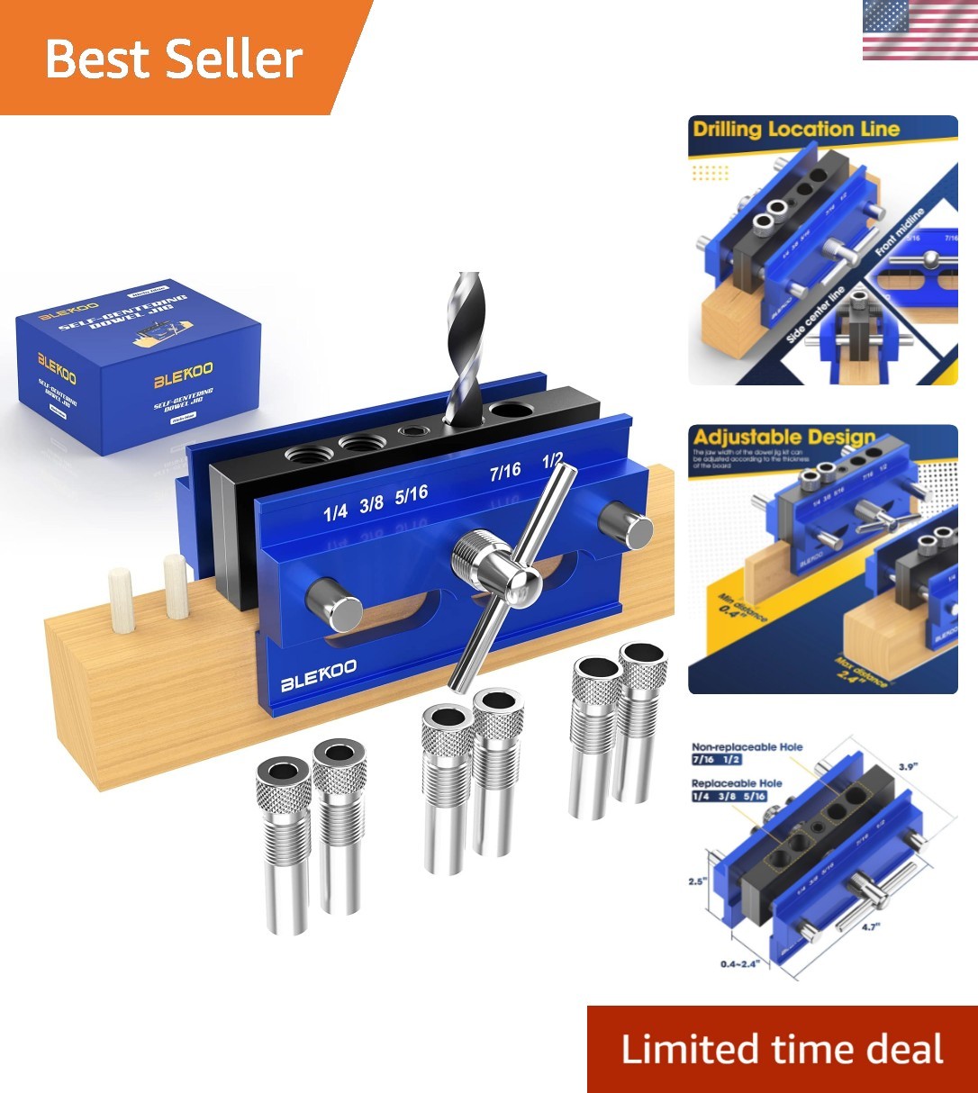 Self Centering Doweling Jig Kit, Drill Jig For Straight Holes Biscuit Joiner …