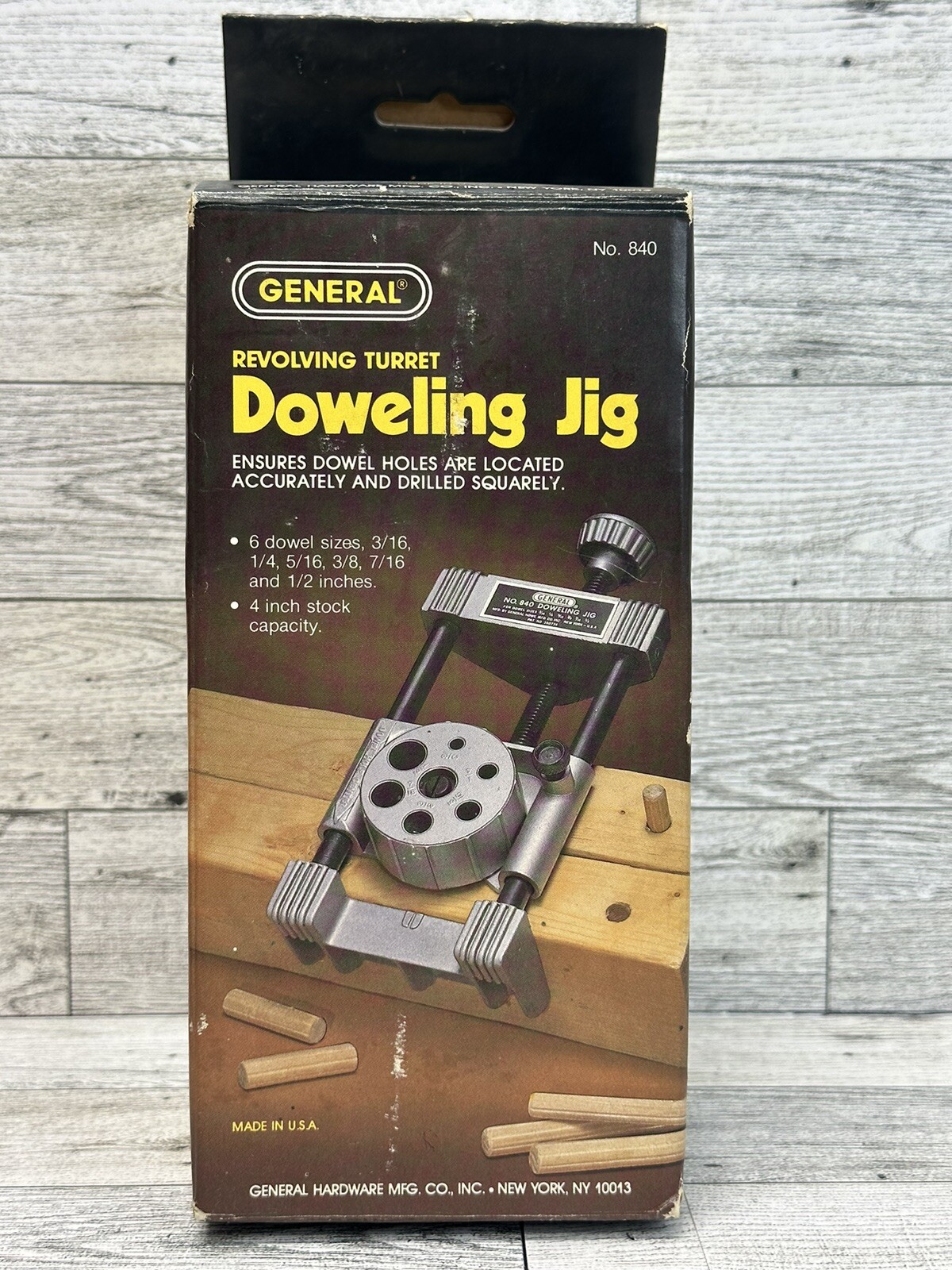 VTG Doweling Jig No. 840 Revolving Turret General Original Box Made In USA 1985
