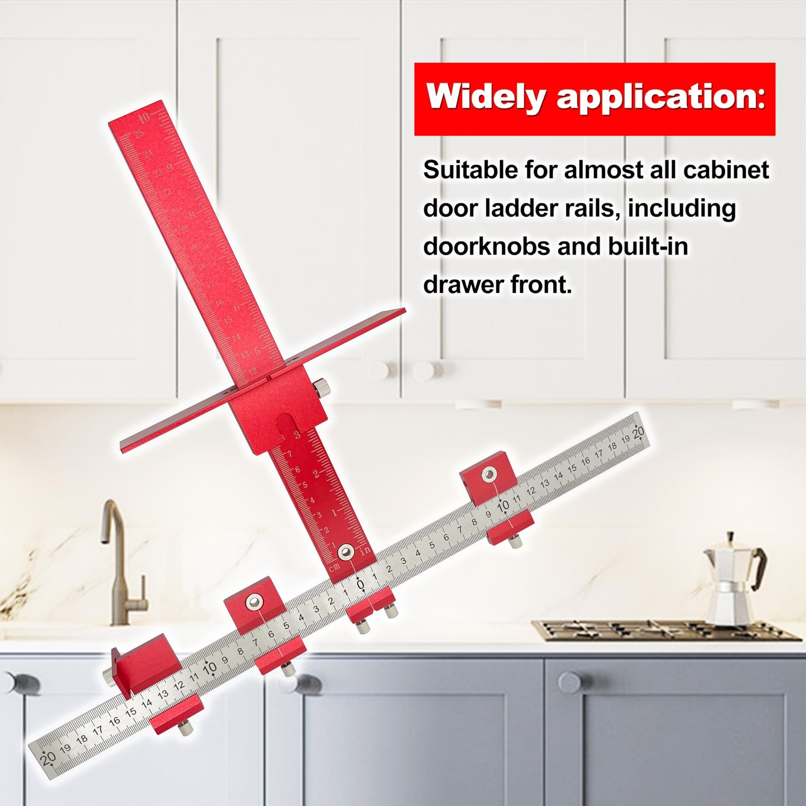 Aluminum Cabinet Hardware Jig Tool for Door Drawer Handles Installation-Red |…