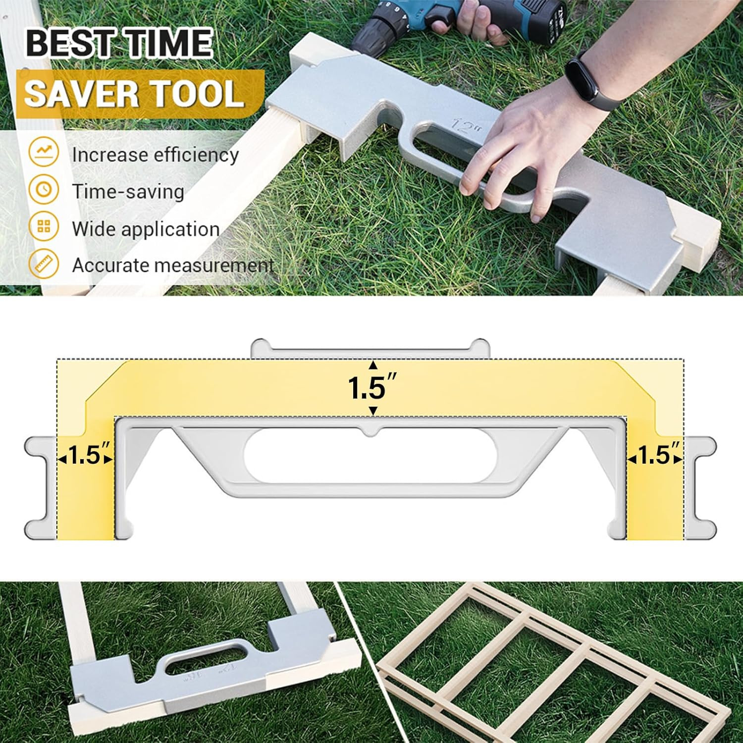Framing Tool 3-In-1, Framing Jig 12/14/16” On-Center Stud Layout Tool,100% Cast