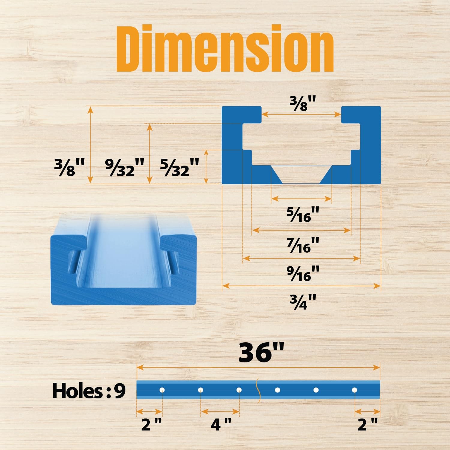 71372 36 Inch Double-Cut Profile Universal T-Track with Predrilled Mounting H…