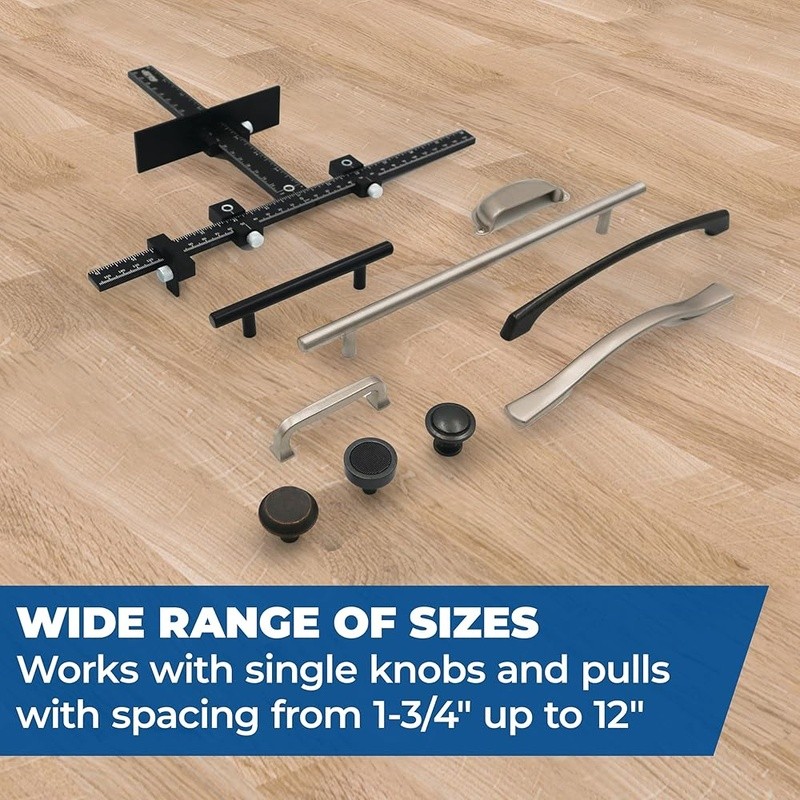 Adjustable Cabinet Hardware Jig Heavy-Duty Aluminum Laser-Etched Template Tool