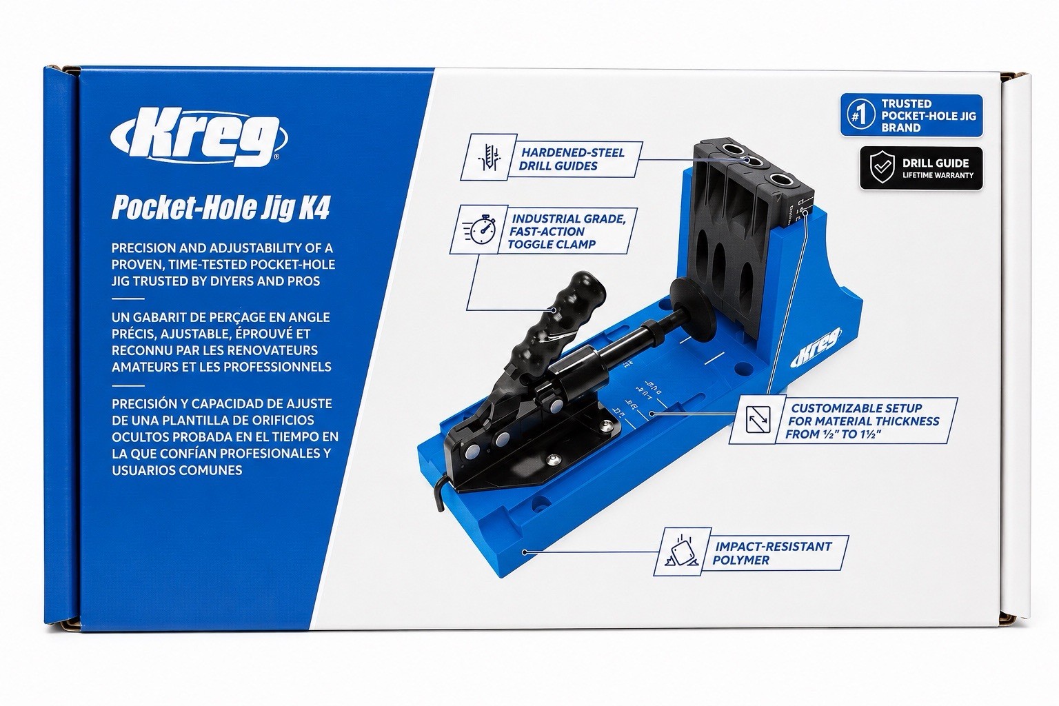 Kreg Pocket-Hole Jig K4 Woodworking Joinery System with Clamp & Drill Guides