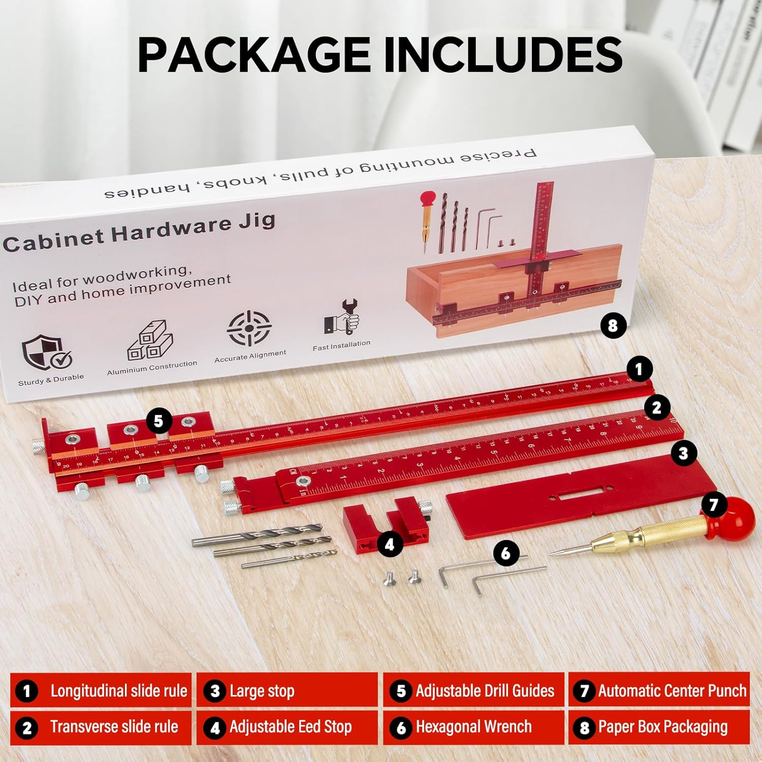 Aluminum Cabinet Handle Jig Tool with Center Punch for Easy Installation