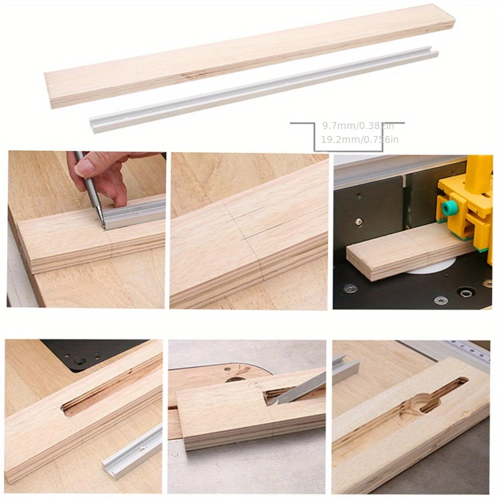 2Pcs 19T T-Track Aluminum Woodworking T-Slot Miter Track Jig Saw Router Table