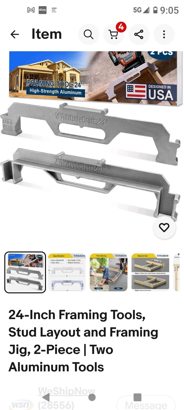 24-Inch Framing Tools, Stud Layout and Framing Jig, 2-Piece | Two Aluminum Tools
