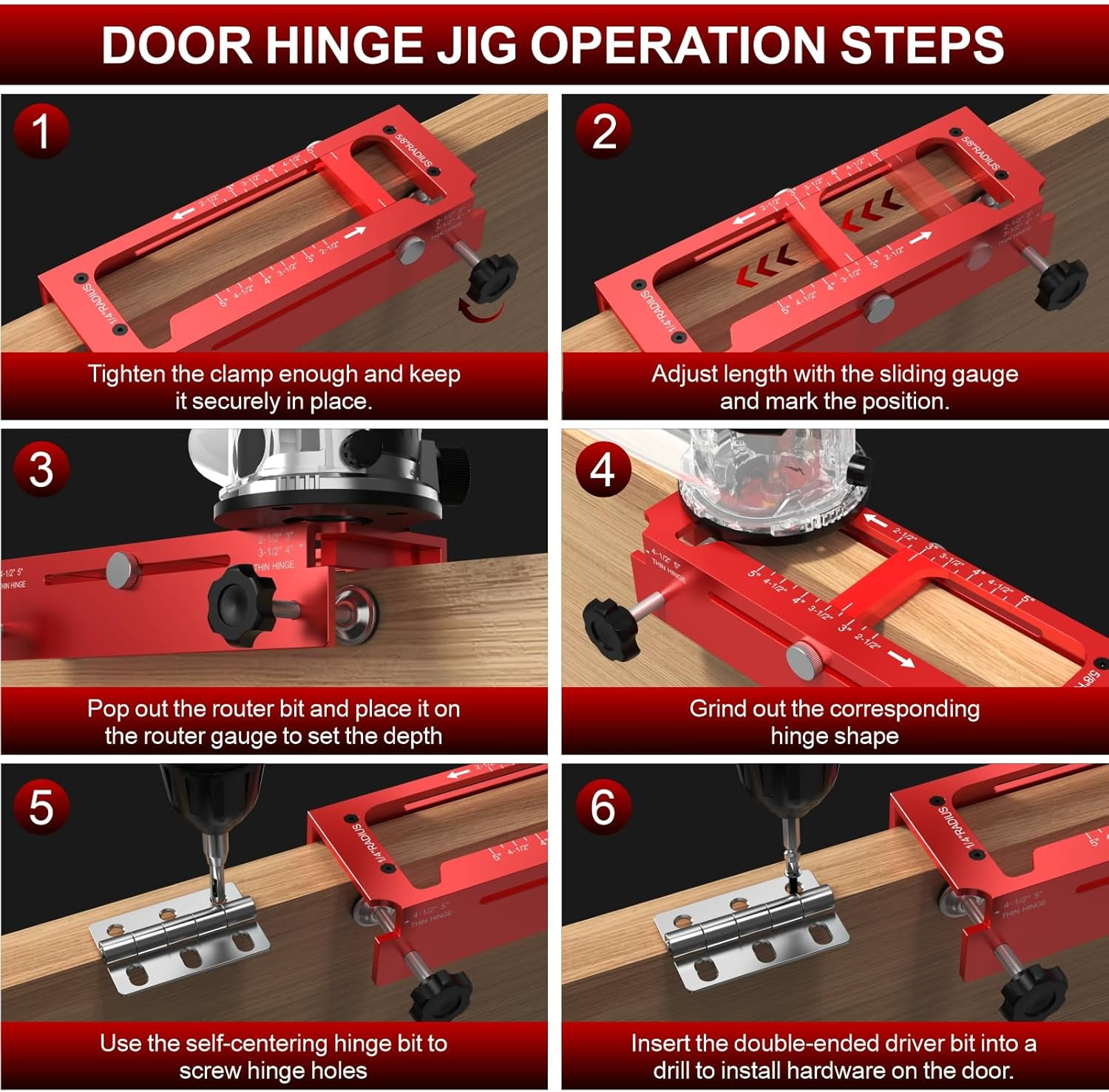 Door Hinge Jig Aluminum Alloy Adjustable Mortise Jig – Router Template Kit