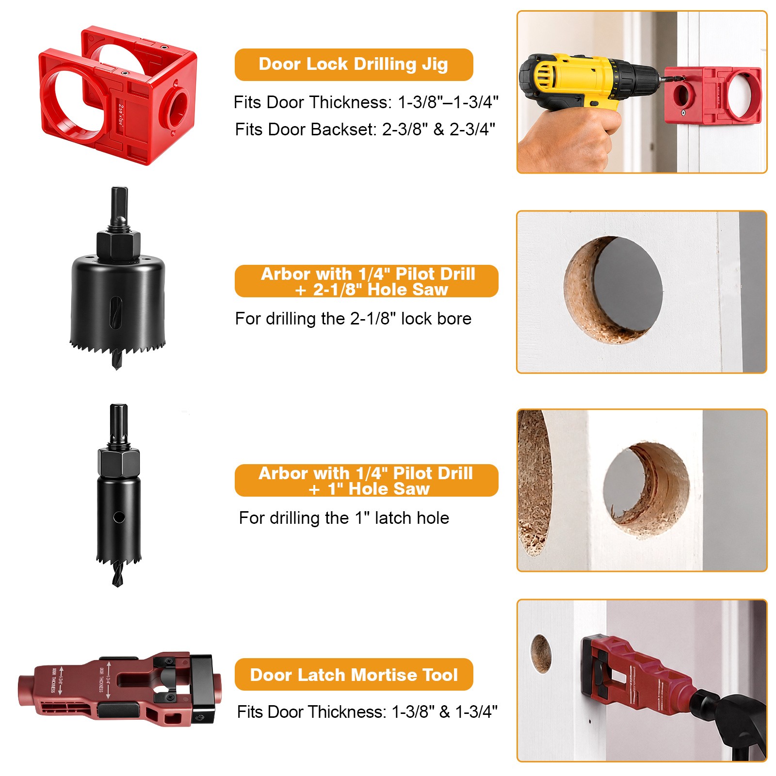 Door Hinge Jig & Lock Installation Kit Door Latch Mortise Tool Router Template