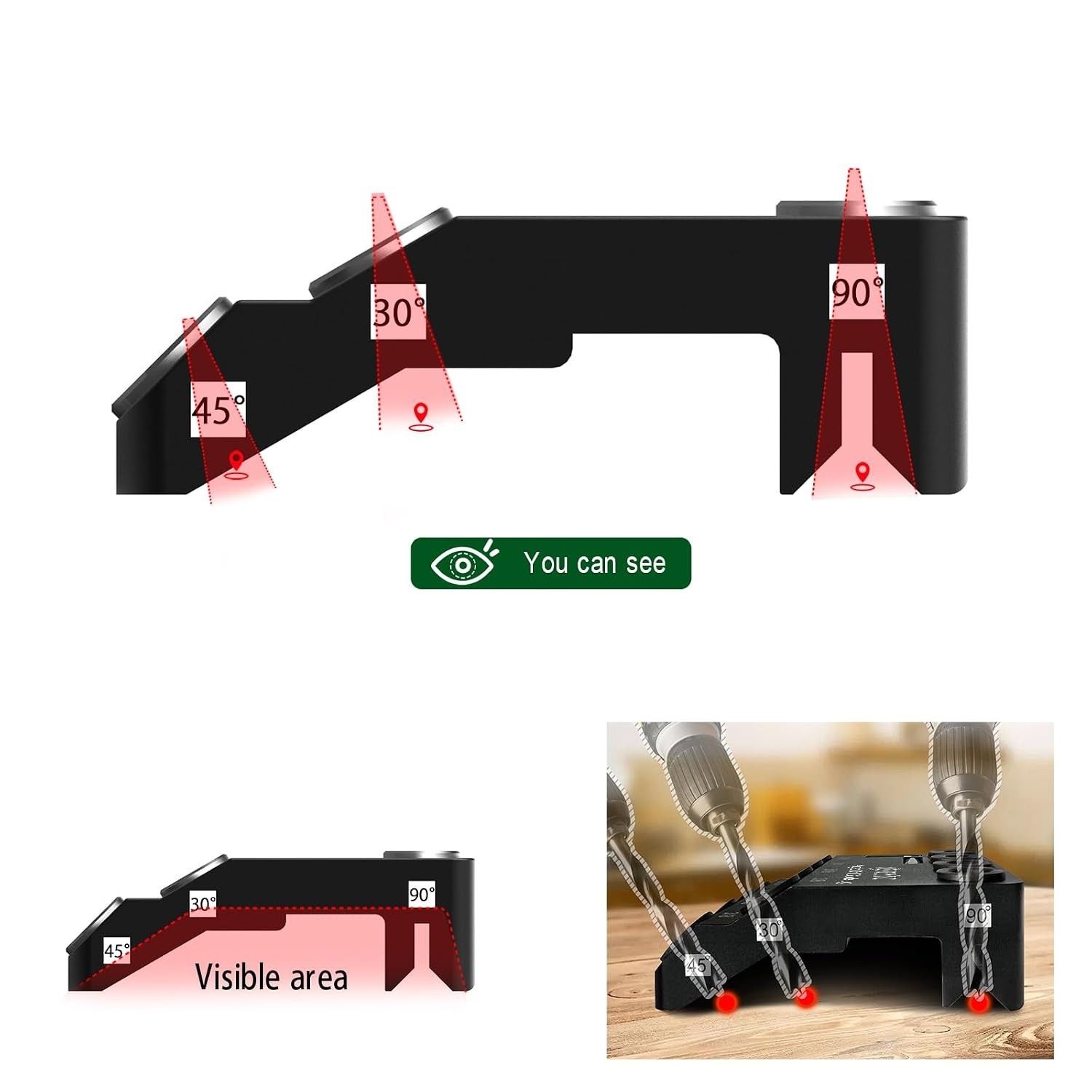 Heavy-Duty Angled Drill Guide with Nickel Finish for Woodworking Accuracy