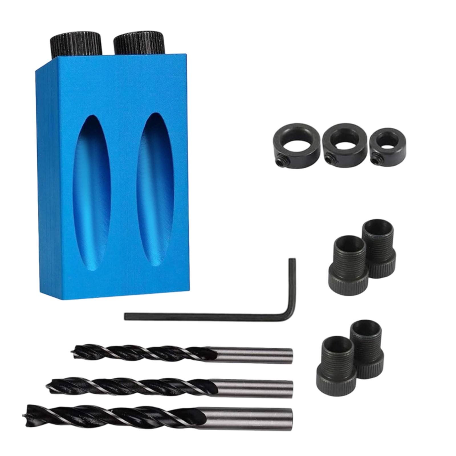 14x Pocket Hole Jig Kit 15 Degree Angle Drill Guide Drill Bits for Woodworking