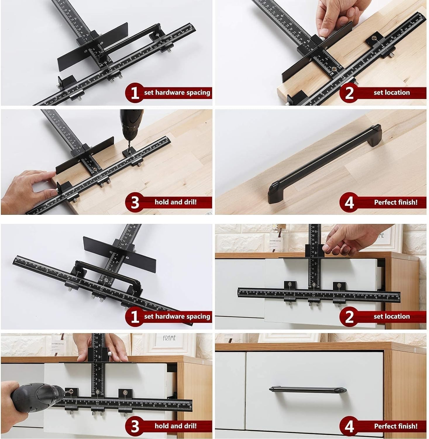 Adjustable Aluminum Drill Guide Template – Perfect for Cabinet Handles and Knobs