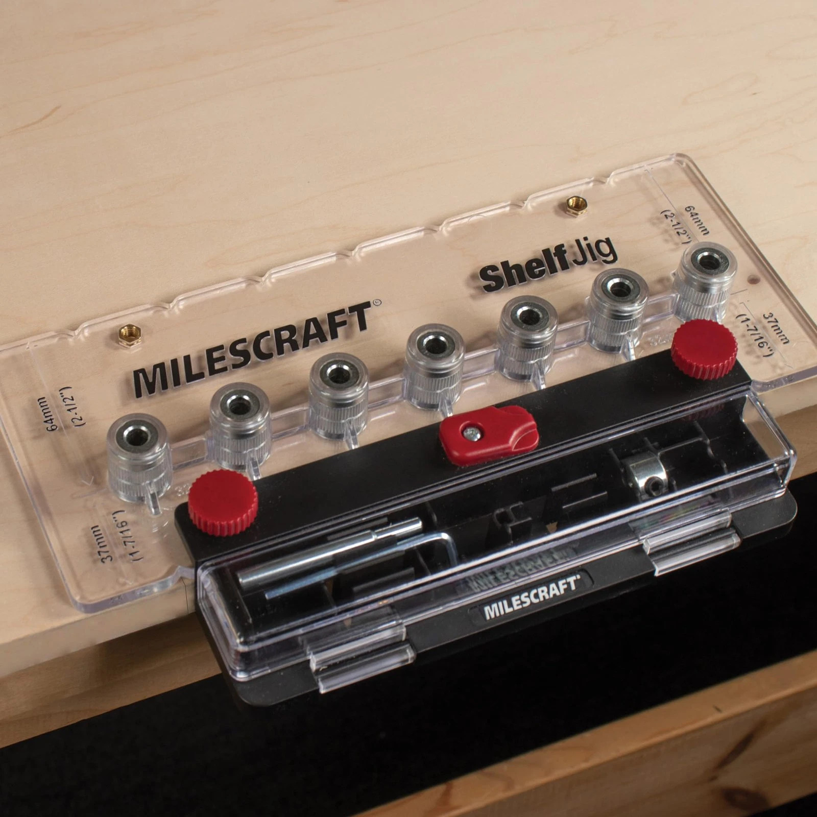 Milescraft 1343 Shelf Jig – Create ¼ in. and 5mm Shelf Pin Holes for Cabinets. S