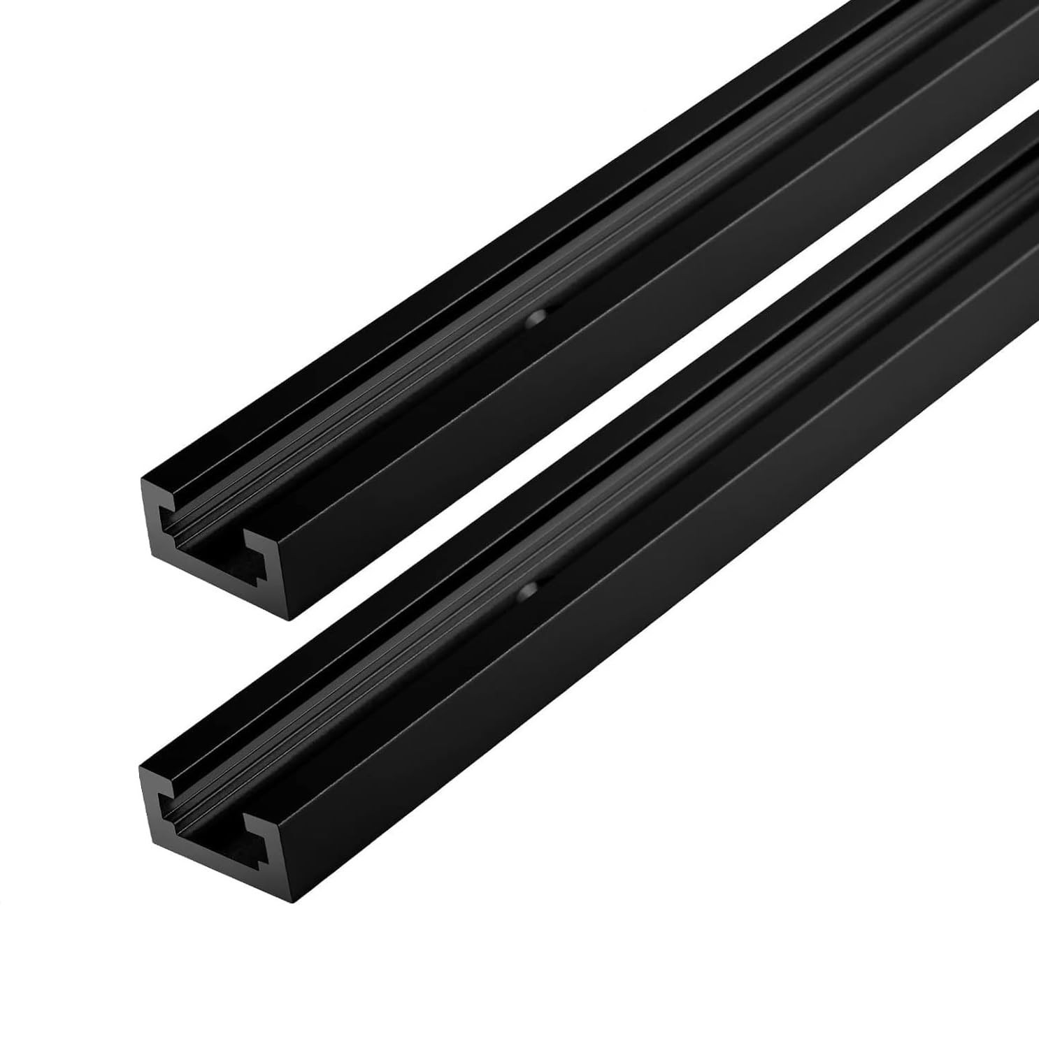 2 PCS 30 Inch Black Double Cut Aluminum T Tracks Woodworking Pre Drilled