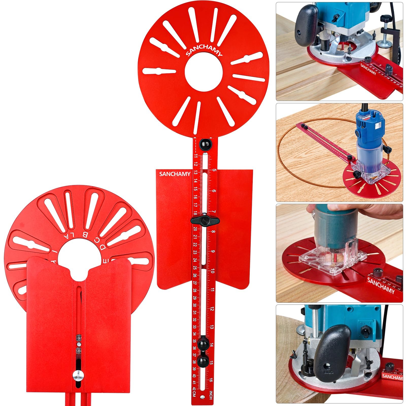 5 In 1 Router Circle Cutting Jig For Cutting/Routing Circle,Aluminum Router M…