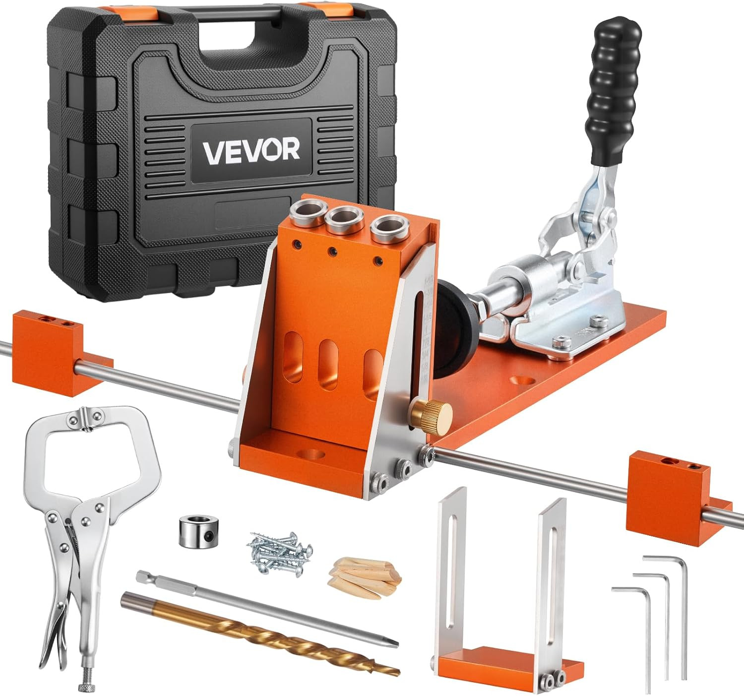 Pocket Hole Jig Kit, 1/2 to 1-1/2 in Adjustable, Jig Pocket Hole System with Too