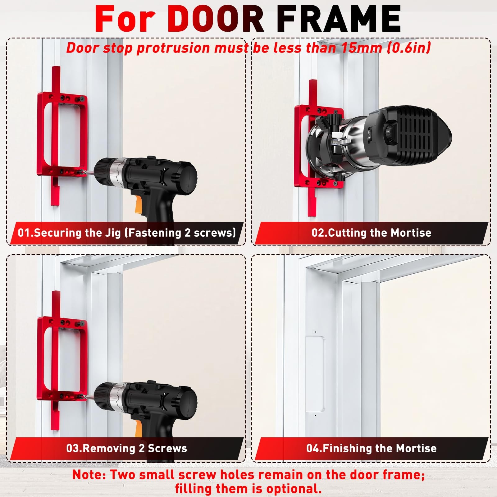 4Inch Door Hinge Jig Template Kit Mortise Fits 1/4Inch 5/8Inch R Corners