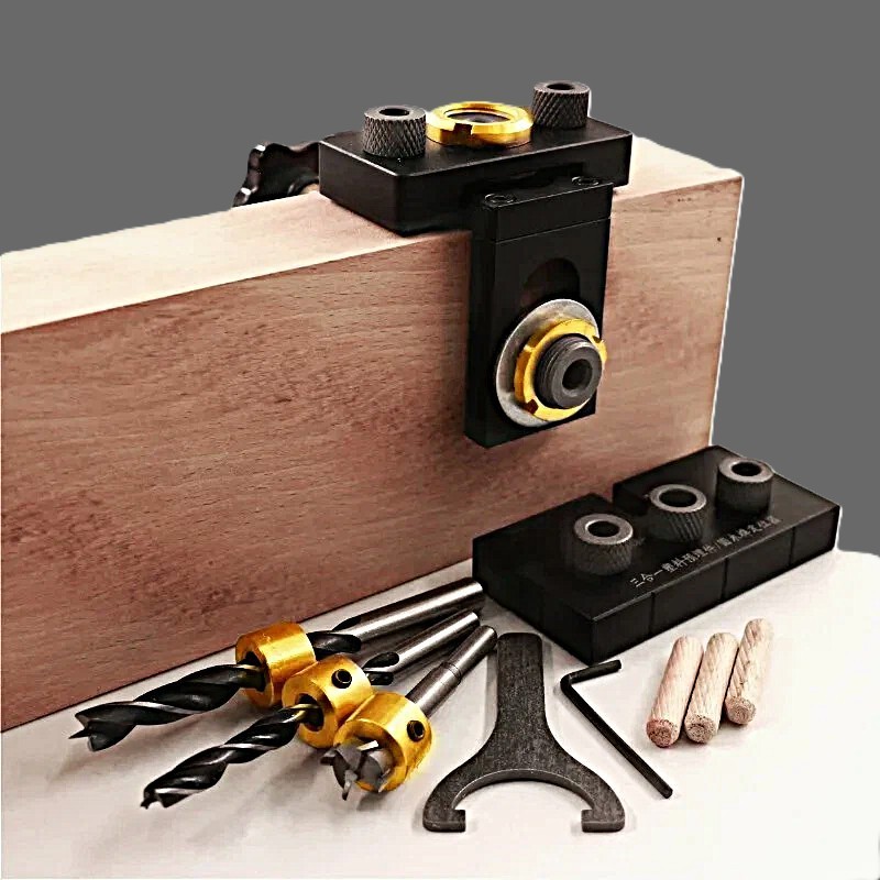 Doweling Jig Woodworking 3 in 1 adjustable Pocket Hole Drill Guide Locator Punch