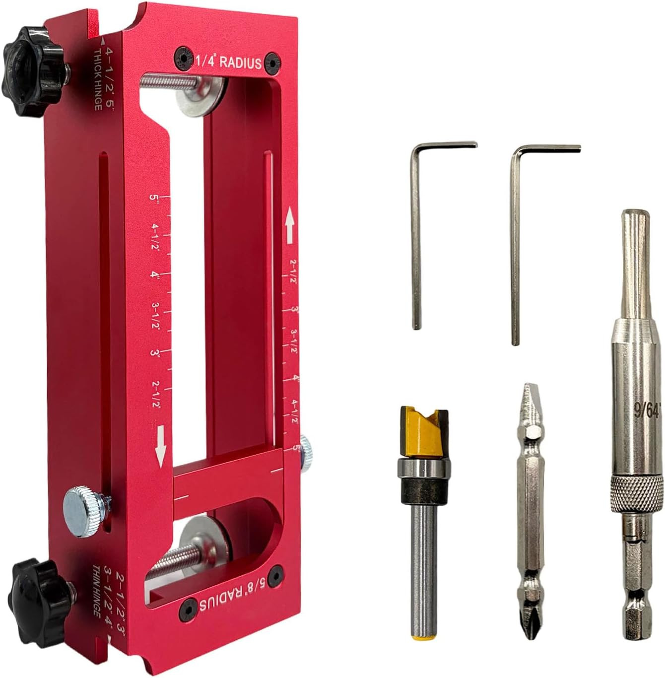 Door Hinge Jig Aluminum Alloy Adjustable Mortise Jig Red | Door Hinges Router Te