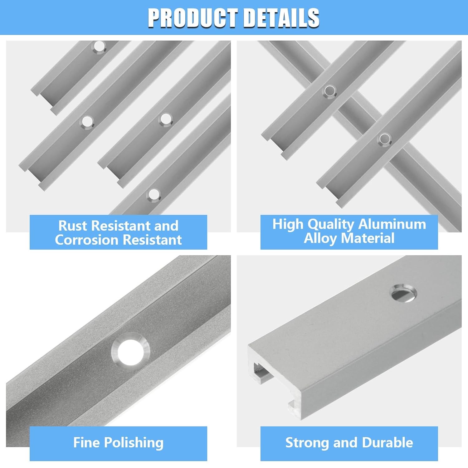 T-Track with Screws 8 Pack 12 Inch Double-Cut Aluminum Woodworking Predrilled