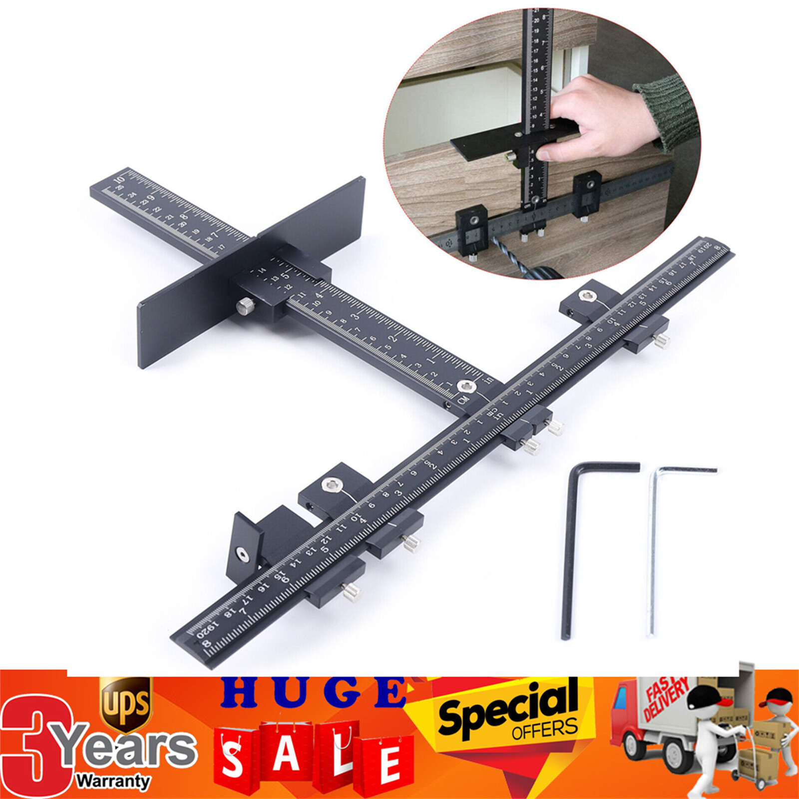 Adjustable Cabinet Hardware Installation Jig Position Ruler 40 × 25 cm