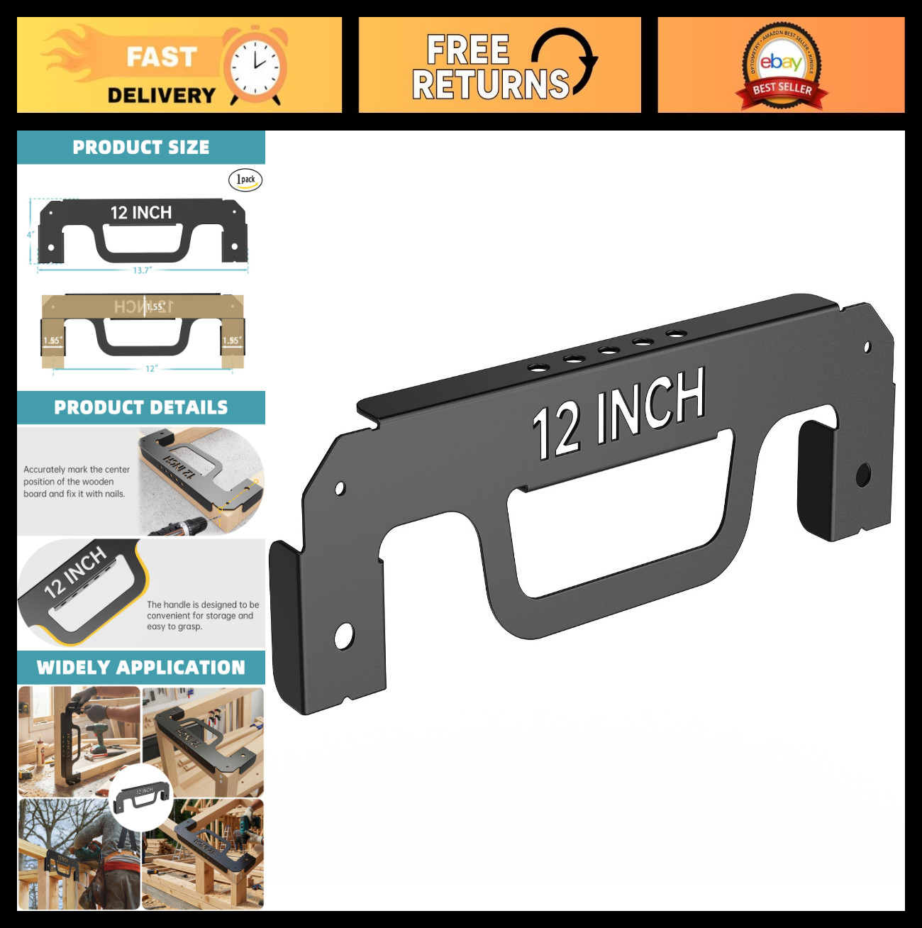 12″ Framing Spacing Tool – Stud Spacer Jig for Accurate Wall Layout & Measuremen