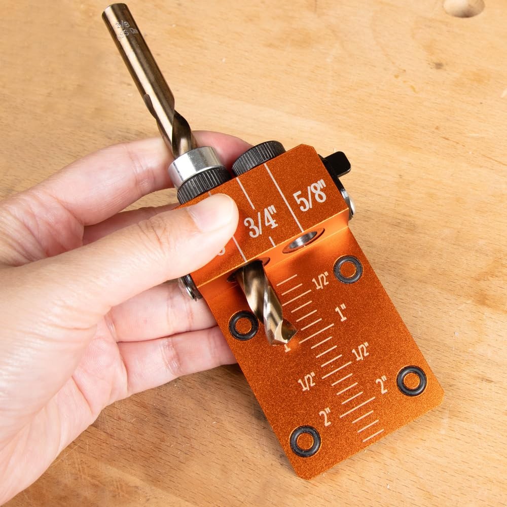 Professional Dowel Drilling Jig with Laser Cut Witness Mark and Depth Scale, …