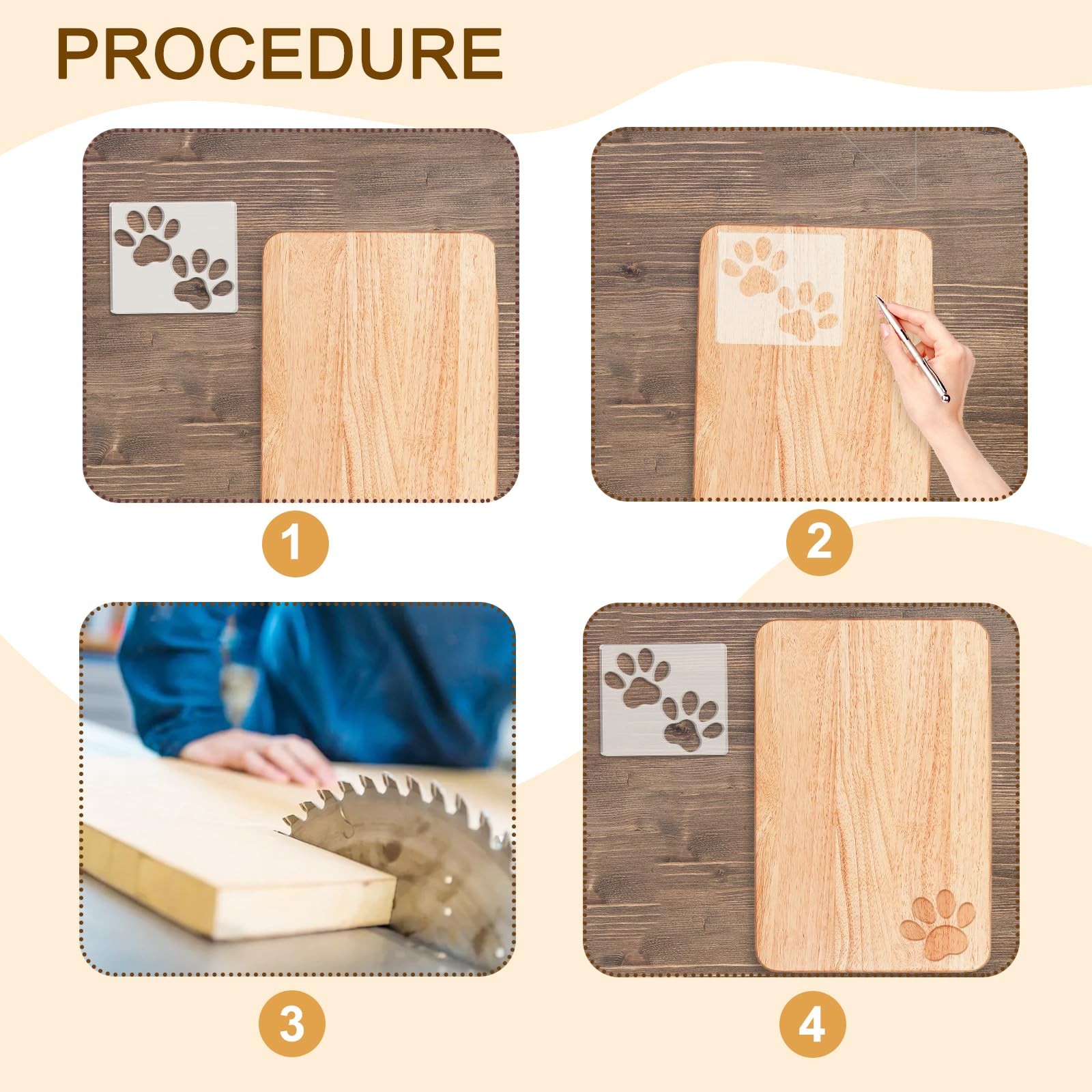 Double Paw Print Acrylic Router Template 6.69×5.9 Inch Woodworking Inlay Jig