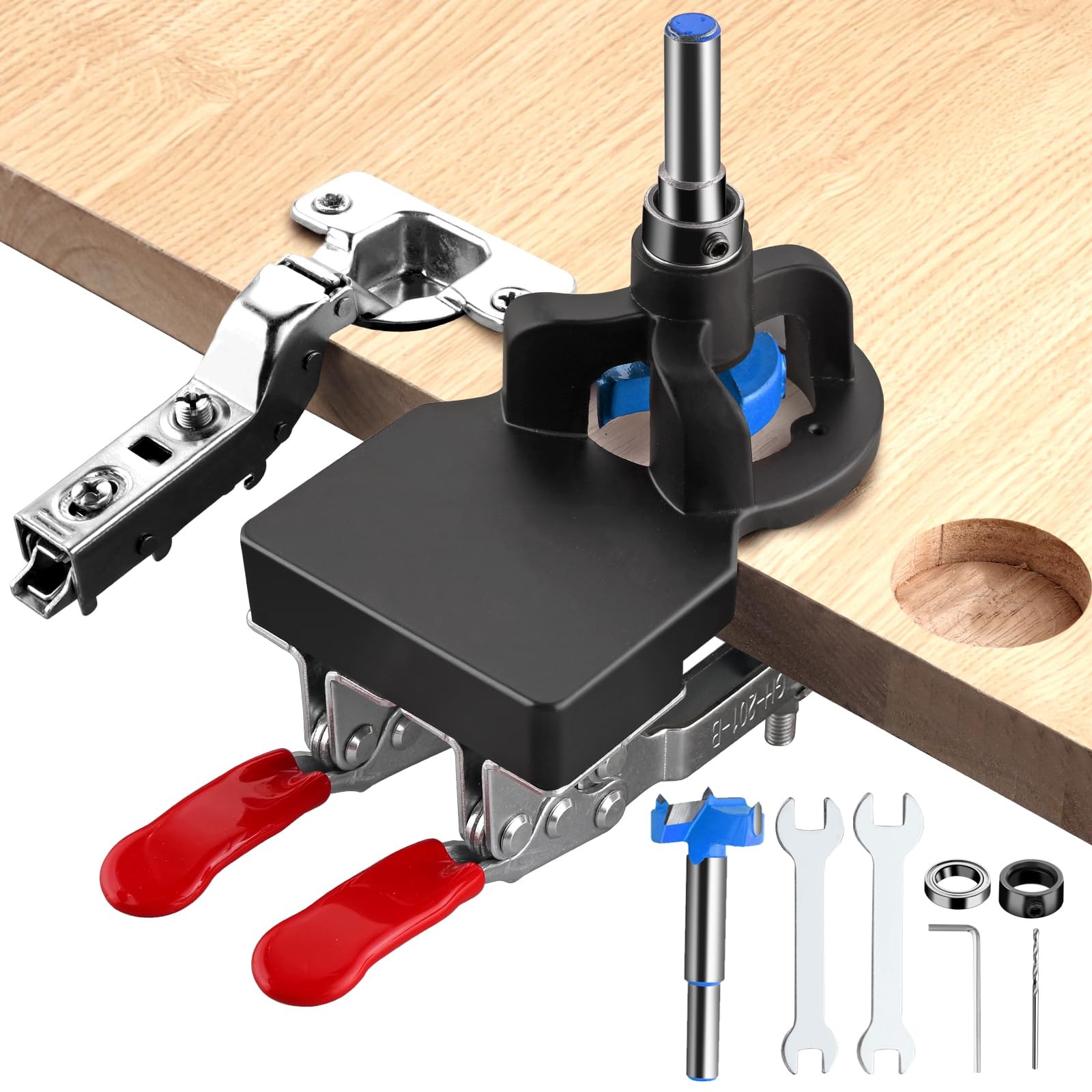 35mm Concealed Hinge Jig Aluminum Alloy Cabinet Door Tool Double Clip