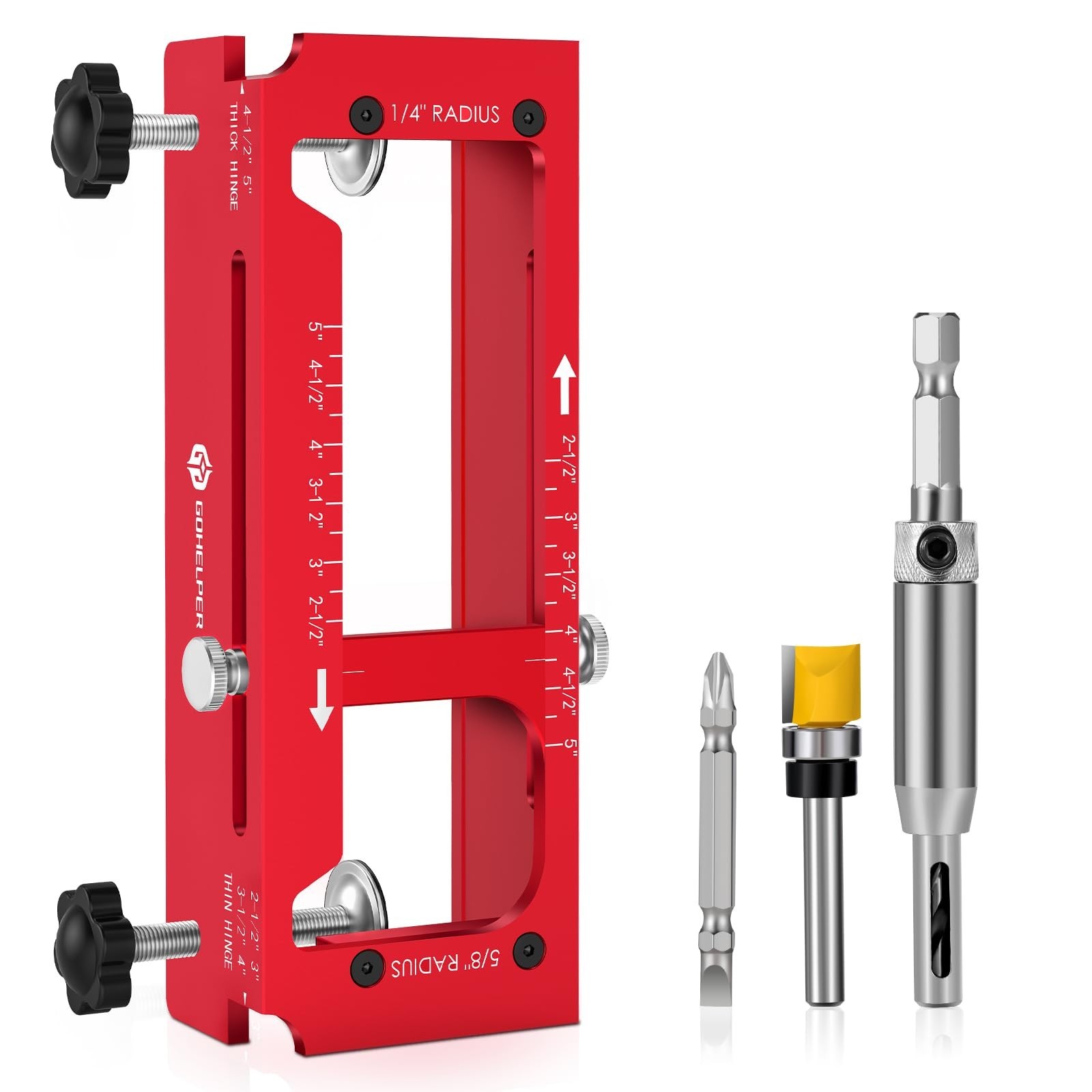 Adjustable Door Hinge Jig Template Kit for Router – Fits 2.5″ to 5″ Hinges