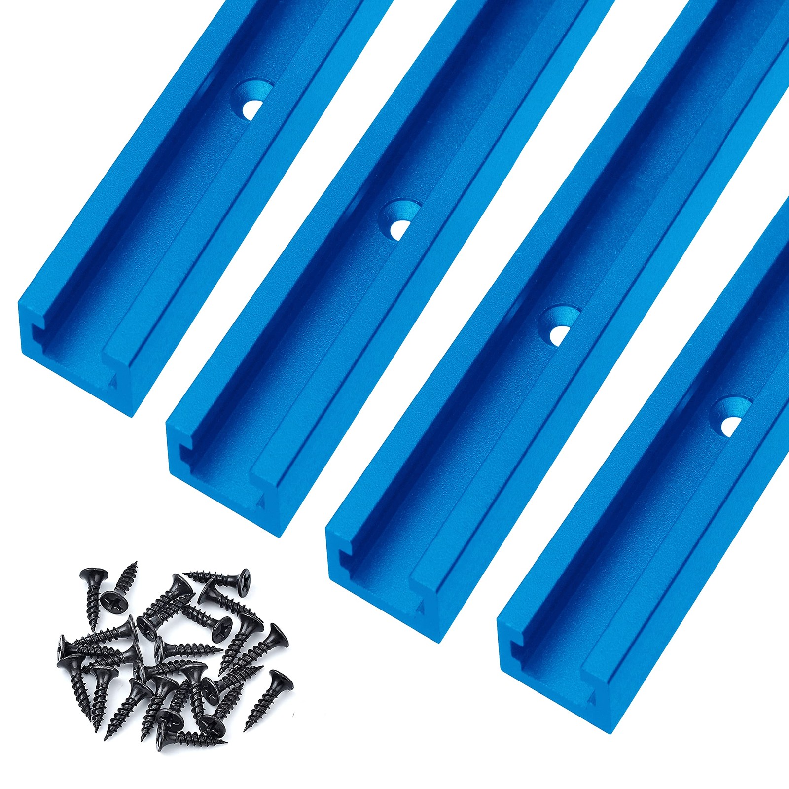 Blue Aluminum Double Cut Universal TTrack Woodworking Frosted 24 Inch 4 PCS