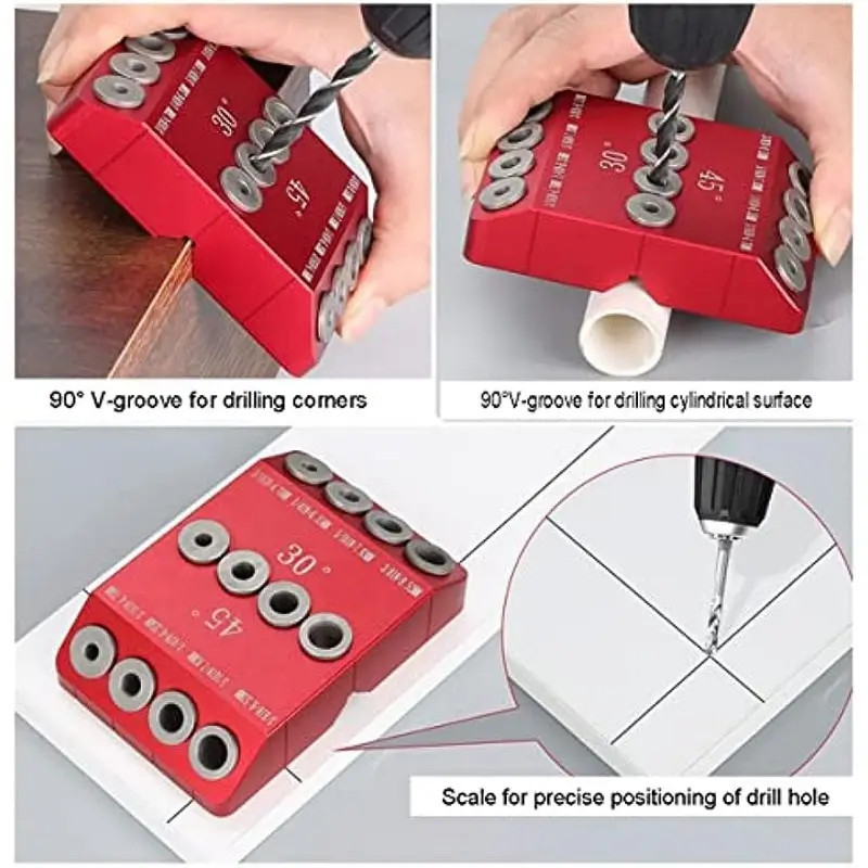 1PCS Drill Guide Jig 30/45/90 Degree Angled & Straight Hole Template Tool