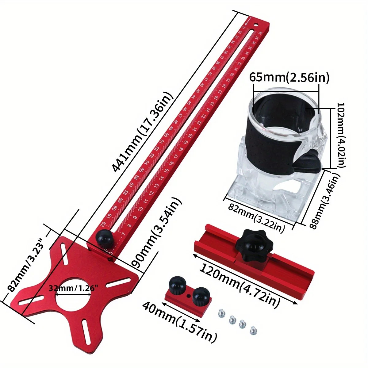 Router Milling Groove Bracket 4in1 Aluminum Router Guide Circle Cutting Jig Tool