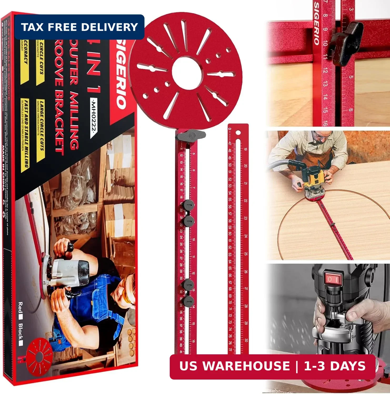 4 in 1 Router Circle Cutting Jig for Cutting Large Circles 10″-58″ | Aluminum Al