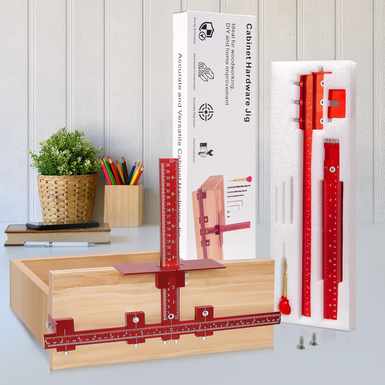 Aluminum Cabinet Handle Jig Tool with Center Punch for Easy Installation