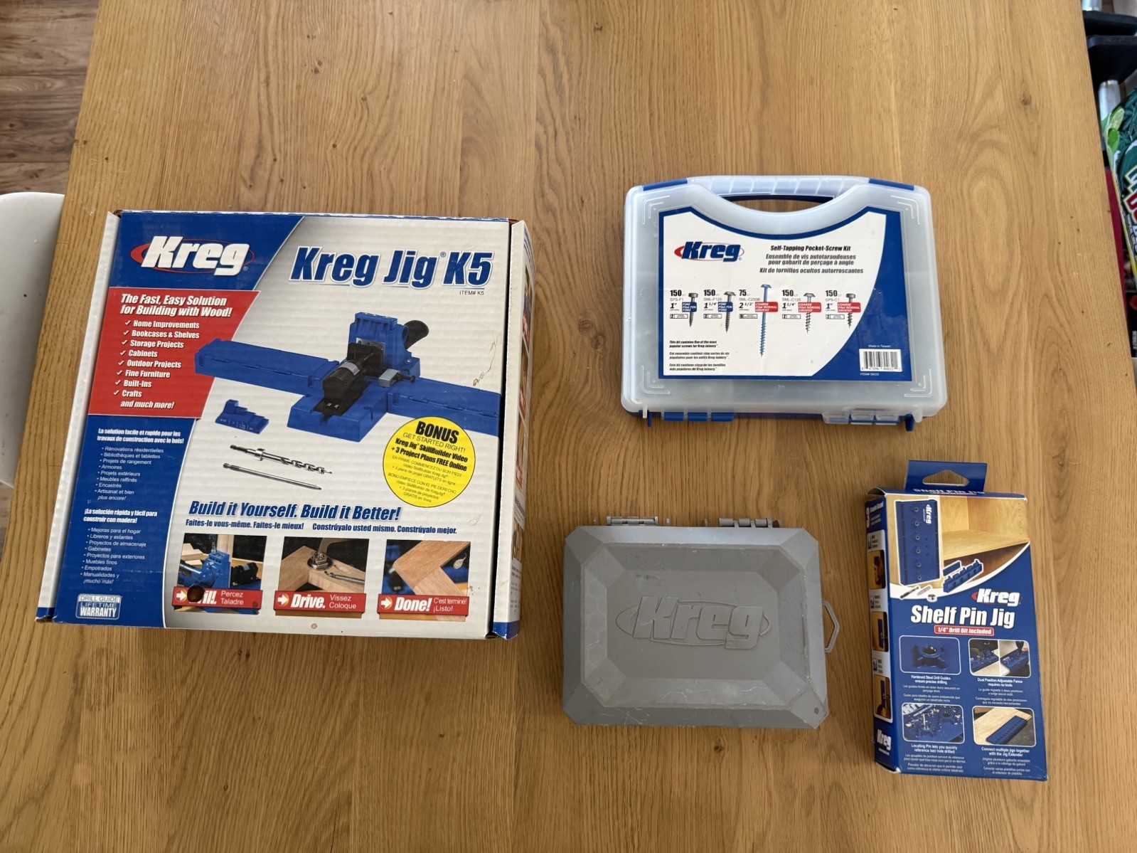 NEW Kreg Pocket Hole Jig LOT K5 Shelf Pin Jig Pocket Hole XL Screw Kit NEW