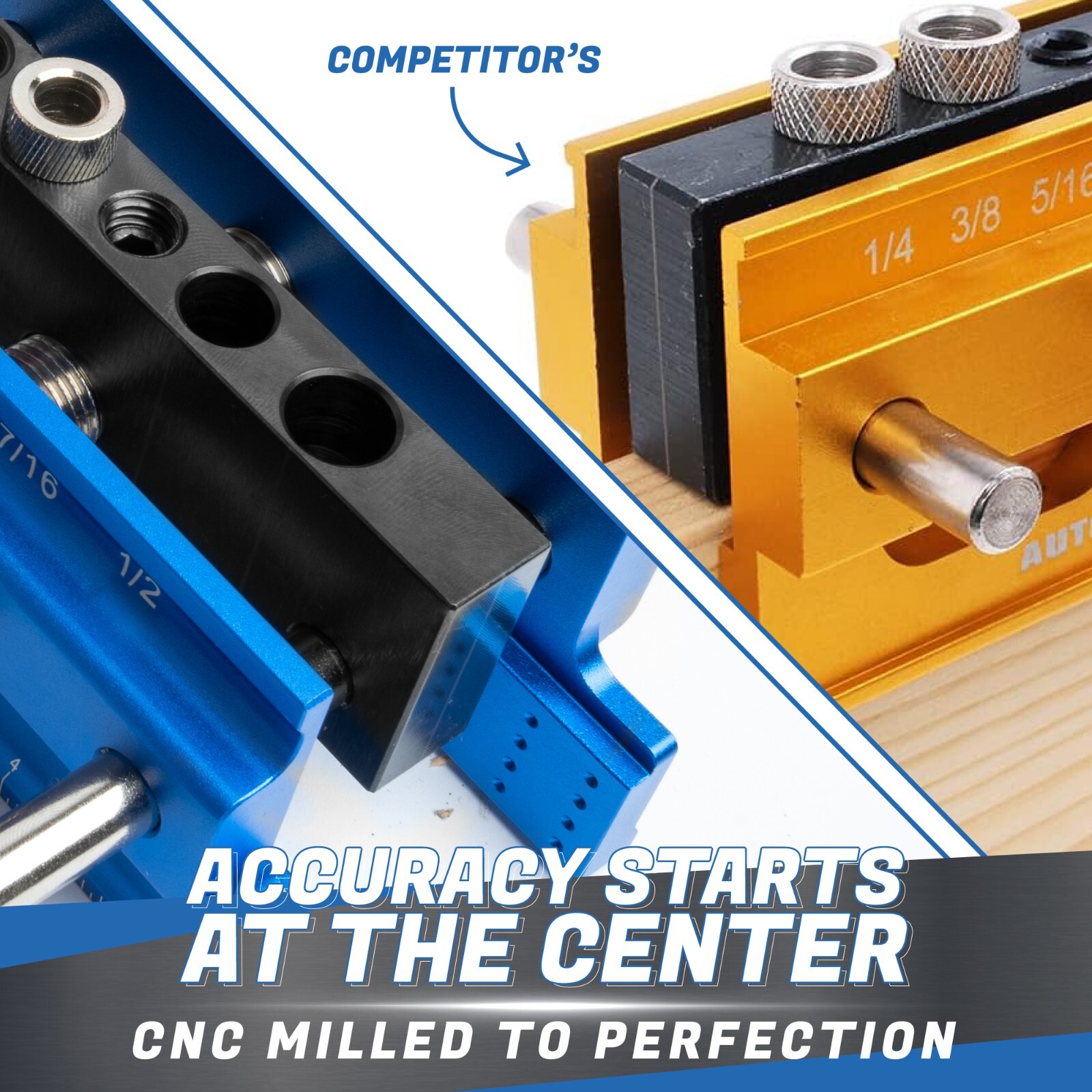 Eleon Self Centering Dowel Jig with Elongated Jaws & Extra Wide Clamp up to 6.7″
