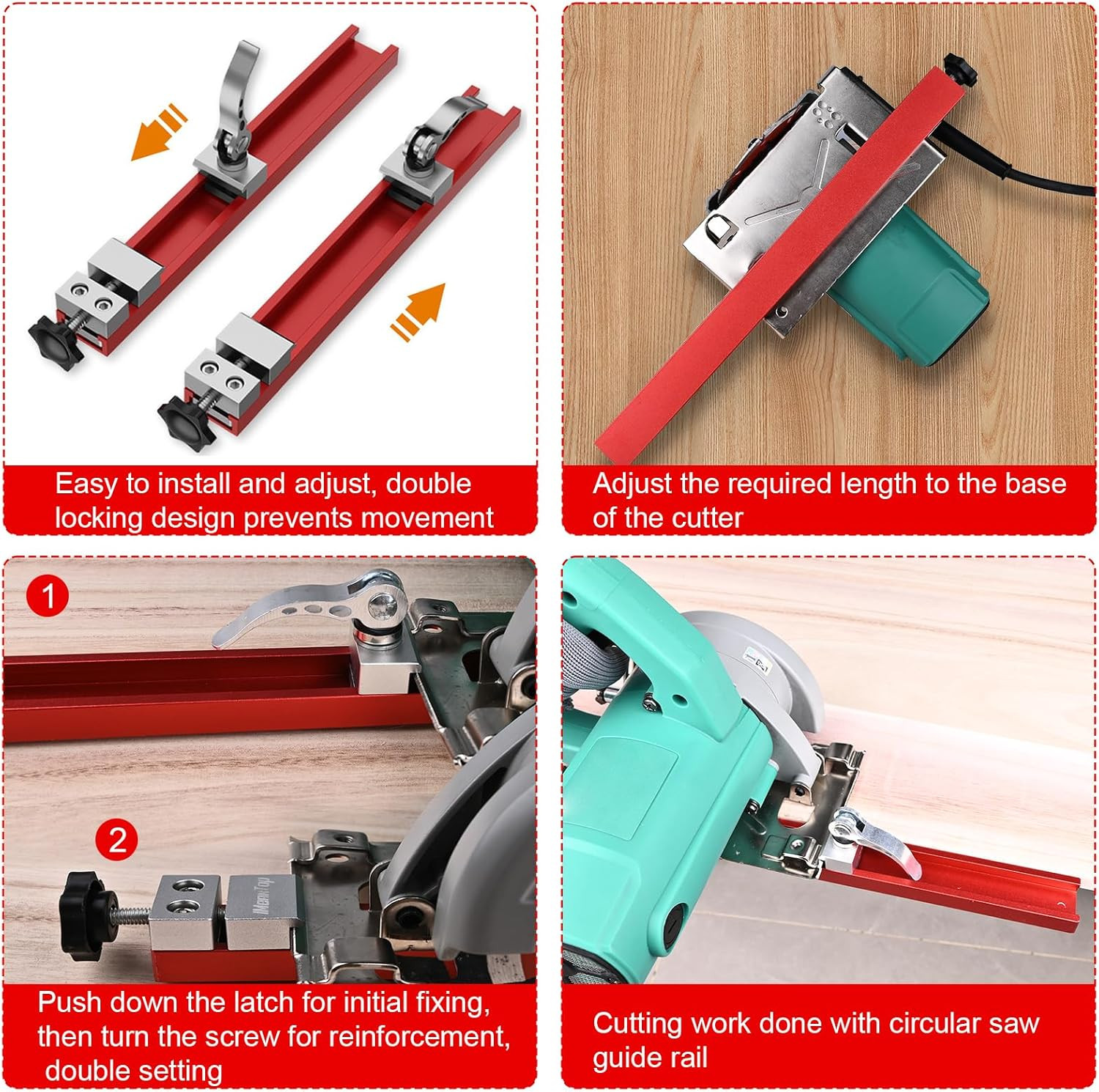 Circular Saw Guide Rail Fits 12″ Base Aluminum Adjustable Cutting Machine Tasks