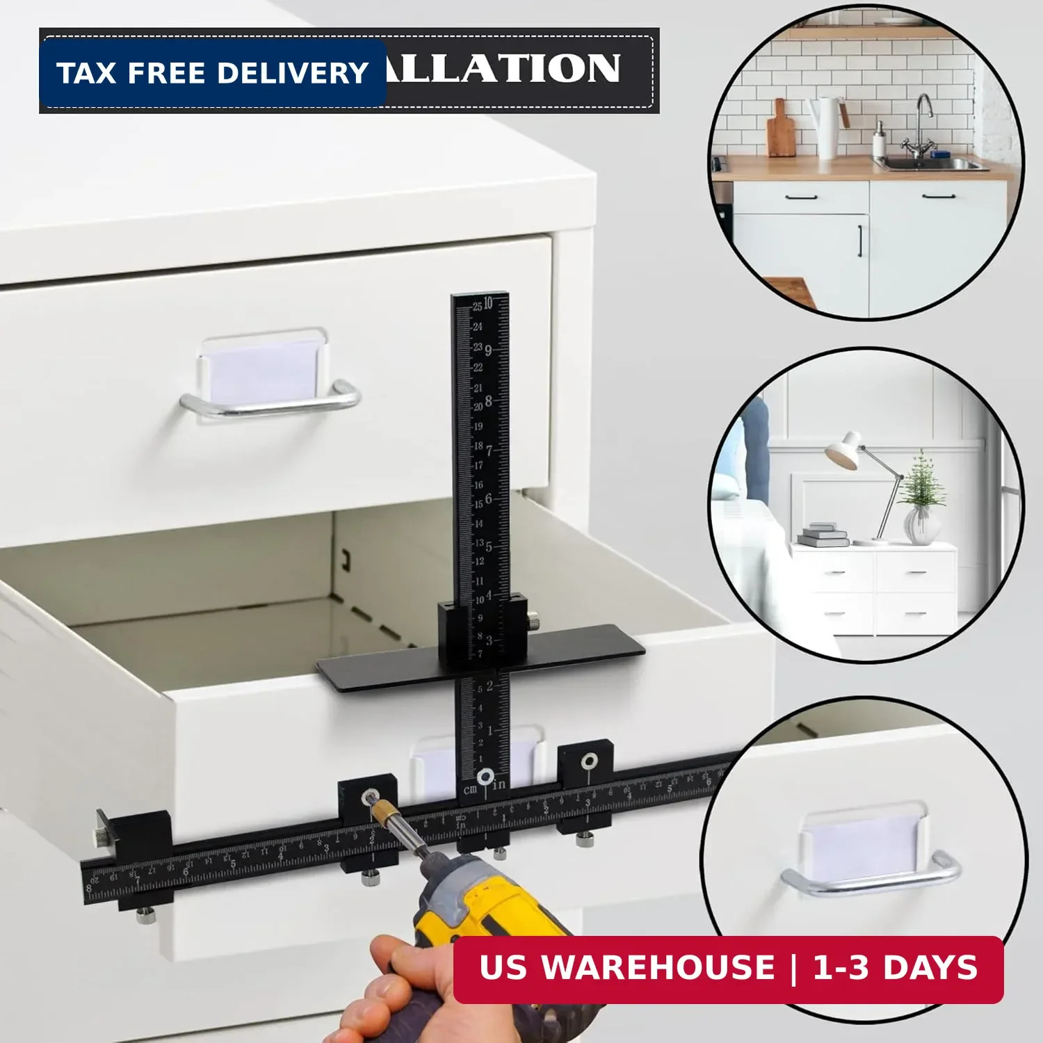 Haootadiy Cabinet Hardware Jig,Aluminum Alloy Cabinet Handle Template Tool-Cabin