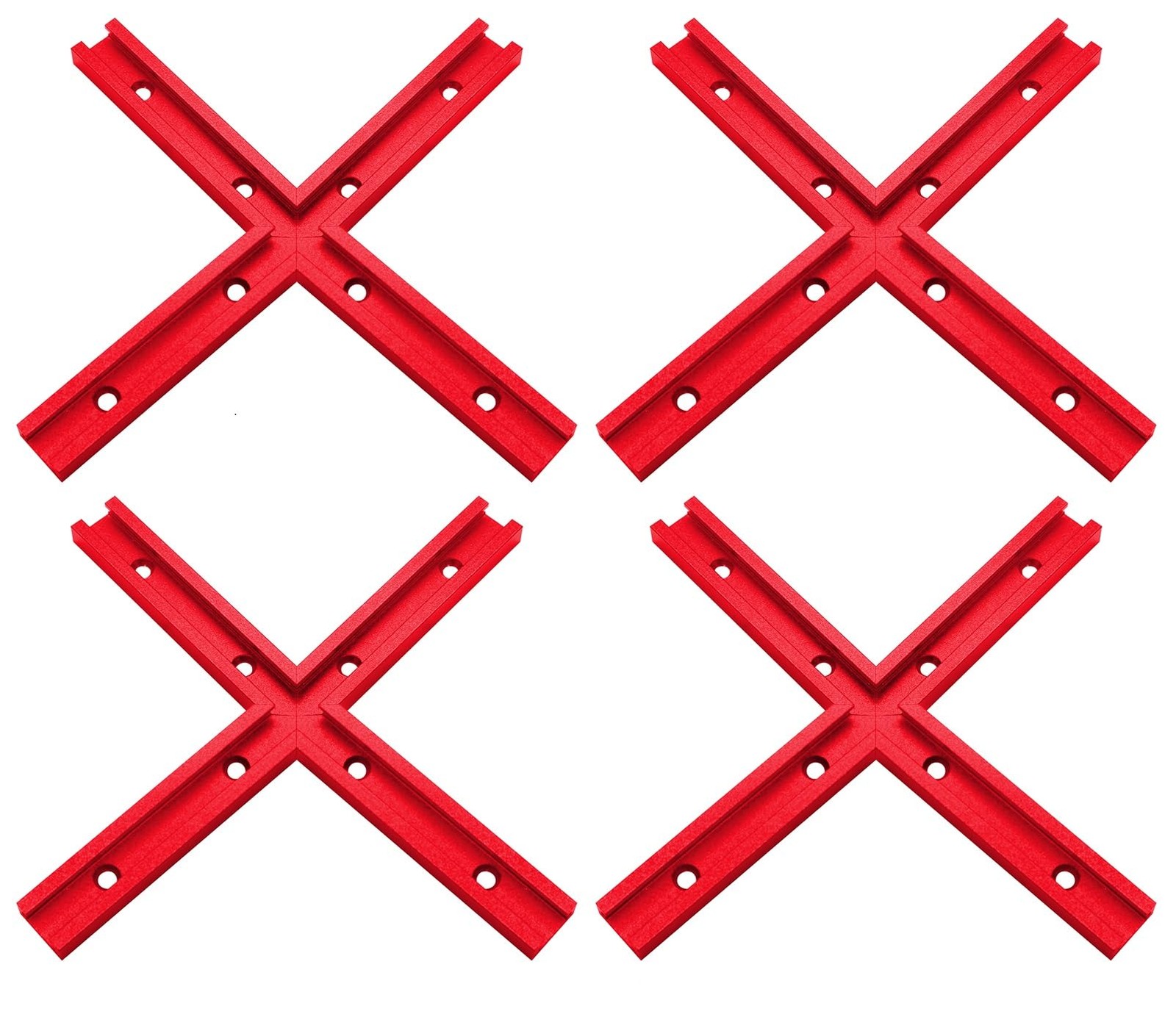 4 PCS TTrack Intersection Kit Red Aluminum Woodworking Universal Track Tool