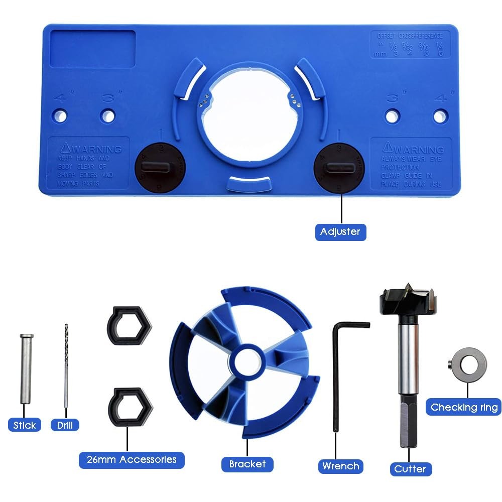 35mm Concealed Hinge Jig kit, Woodworking Tool Drill Bits, Hinge Drilling Hol…
