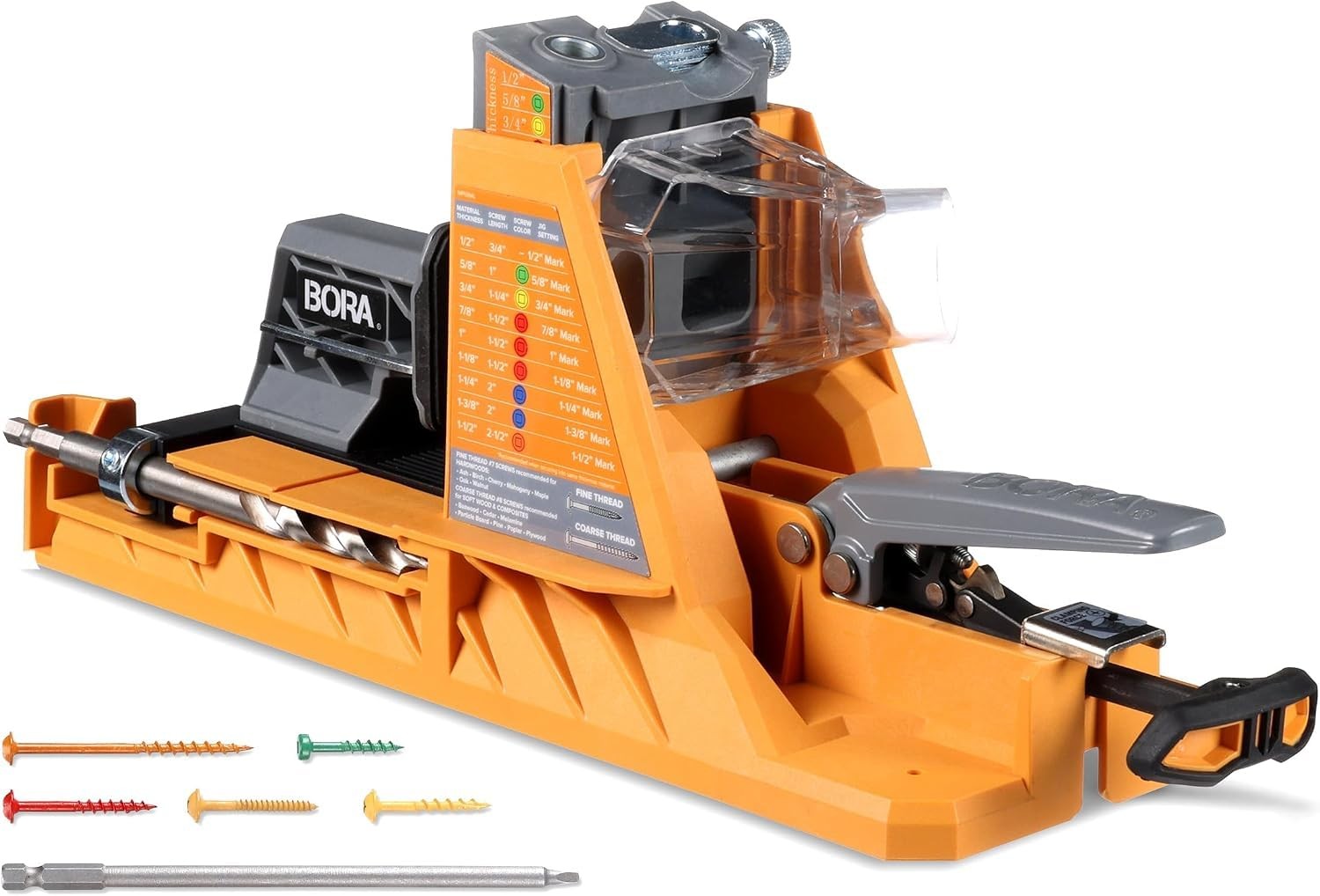 BORA Automatic Pocket Hole Jig Kit & 50 Screws Drill Guide for Woodworking