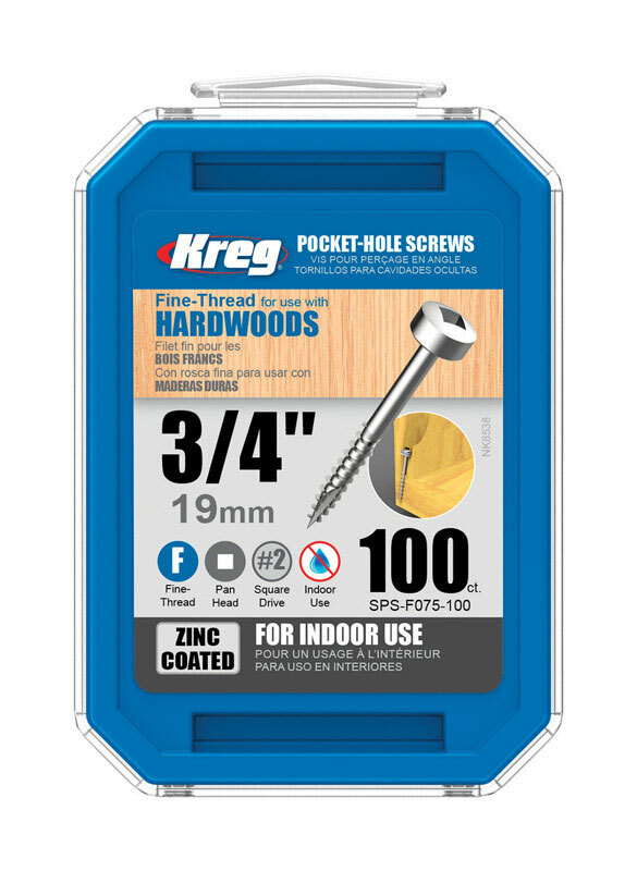 Kreg No SPS-F075-100. 6 S X 3/4 in. L Square Zinc-Plated Pocket-Hole Screw 100PK