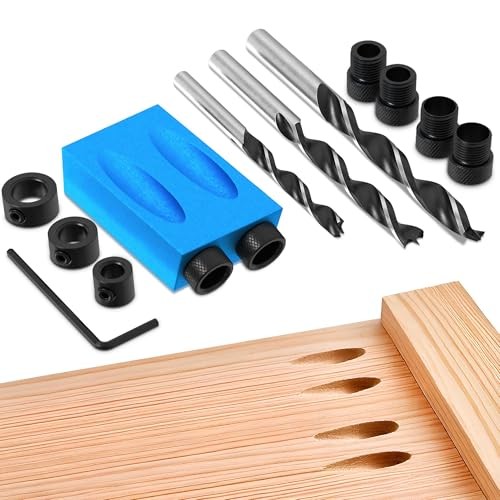 Pocket Hole Jig Kit for Woodworking – Pocket Screw Jig Kit with 6 Guides & 3